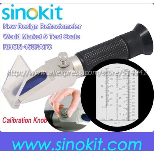 Professional 5 test scale used for world market New Design Calibration knob refractometer RHON-150FATC