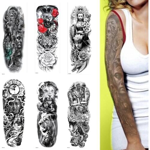 REALISTIC TEMPORARY TATTOO SLEEVE, WAR, SOLDIER, LION,BUTTERFLY, TREE, MENS, WOMENS