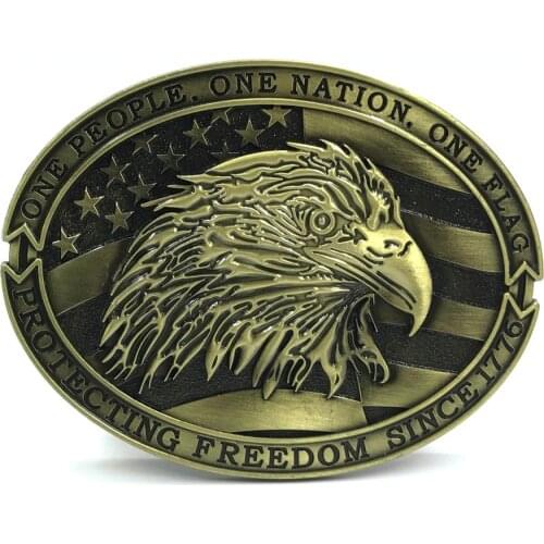 Western cowboy side eagle tin alloy belt buckle leather belt mens birthday gift