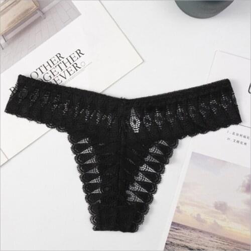 Sexy Transparent Lace Underwear Large Size Boxers Low Waist Women 's Briefs Triangle T Pants Thong