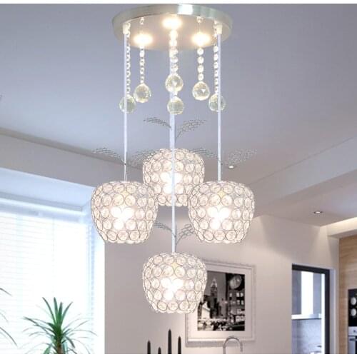 Modern minimalist three LED Crystal restaurant dining room lamp creative single balcony aisle bar chandelier