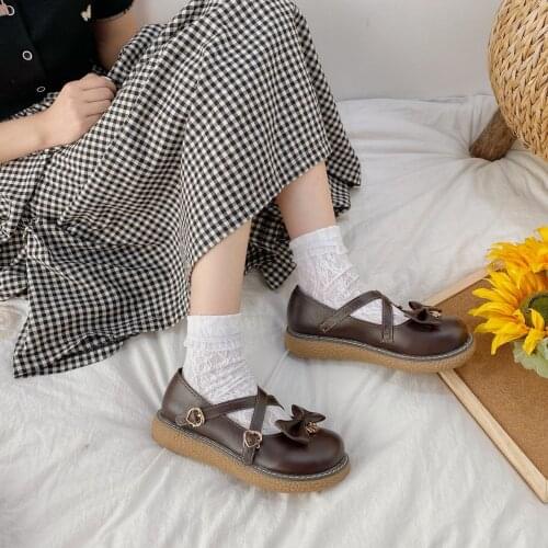 2021 New schoolgirl round head cute soft sister big head doll shoes Lori small leather shoes
