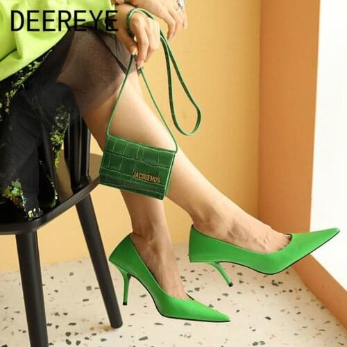 Microfiber Vintage Luxury Pumps Pointed Toe Stiletto Especial Small Heel Female Sexy Womens Sabot Dress Office Shoes Summer