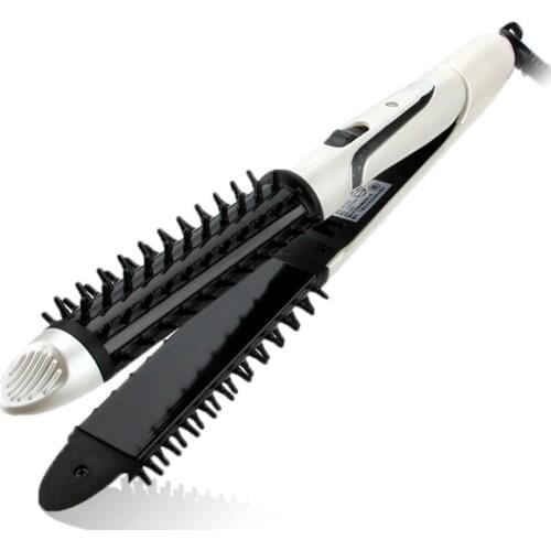 Straightening Corrugated Iron Ceramic Hair Straightener and Hair Curler Professional Curling Wand Iron Hair Styling Tools 2 in 1