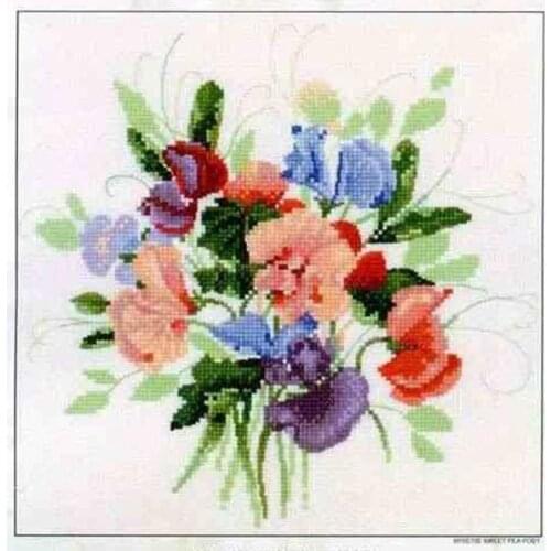 Cross stitch Handmade 14CT Counted Canvas DIY,Cross-stitch kits,Embroidery Bouquet-Sweet Pea Flower 32-31