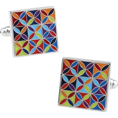 Novelty Cufflinks Multicolor Baking Paint Classical Flower Petals Cuff Links Mens Womens French Shirts Accessories Jewelry Gifts