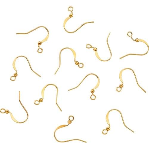 Pandahall 100pcs Brass 2Colors Gunmetal Earring Hooks with Bead Charms for Jewelry Making DIY Findings, 15mm, Hole: 2mm