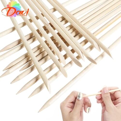 100PCS Orange Sticks Wooden Stickers For Nails Cuticle Remover Pusher Nail Tools Manicure For Nail Art