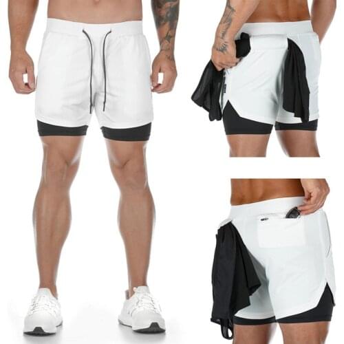 2021 Summer Running Shorts Men 2 in 1 Sports Jogging Fitness Shorts Training Quick Dry Mens Gym Men Shorts Sport gym Short Pants