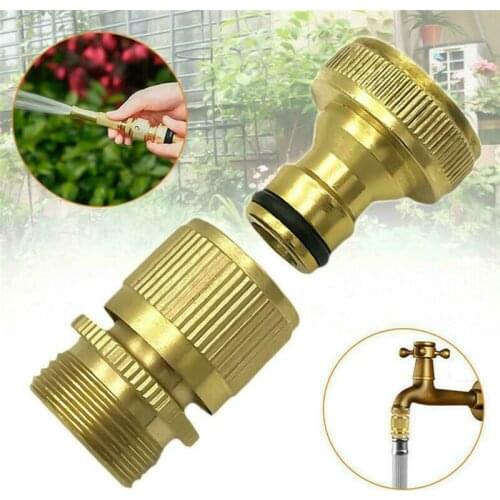 3/4" Garden Water Hose Connector Male & Female Brass Quick Connect Fitting For Metal Watering Water Connectors