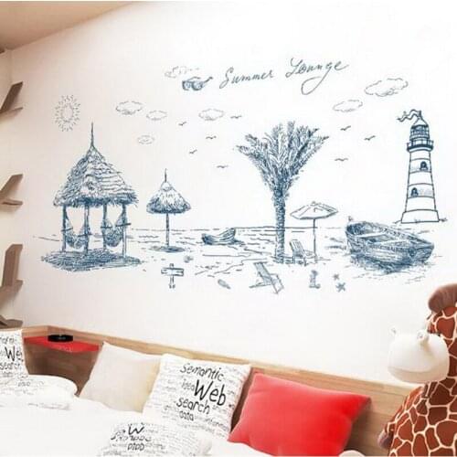 321112/Wall stickers wholesale creative living room bedroom sofa background wall decorations stickers beach waterproof stickers