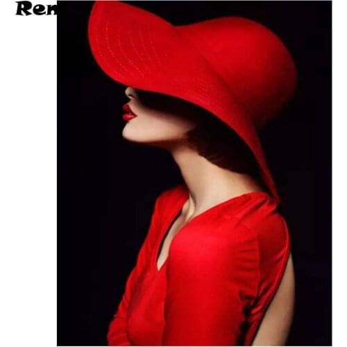 Diamond Embroidery pattern 5D DIY Diamond mosaic Sexy red hat girl Painting Cross Stitch full round/square Rhinestone decoration