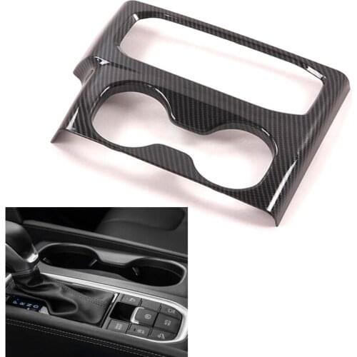 Car Water Cup Holder Cover Frame Stickers For Hyundai Santa Fe 2019 2020 LHD ABS Carbon Fiber Car Styling Accessories