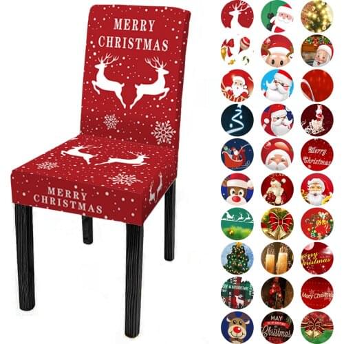 Christmas Chair Cover Printing Stretch Four Seasons Dining Chair Cover Protector Seat Slipcovers For Hotel Banquet Wedding