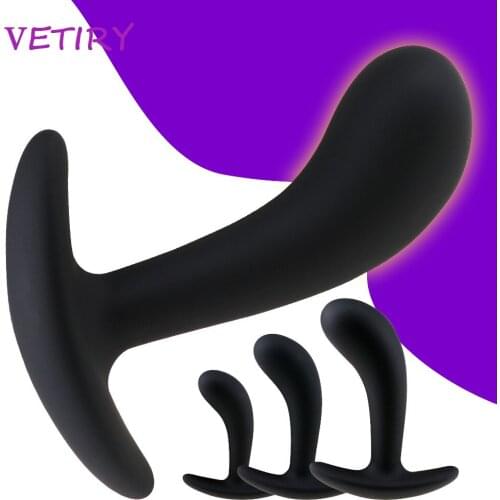 VETIRY Black Silicone Anal Plug But Plug Set Buttplug Anus Stimulation Prostate Massage Sex Toys for Women Men Masturbator S/M/L