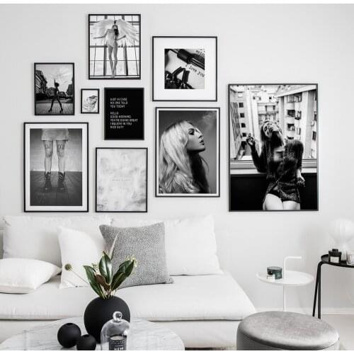 Feather Quote Fashion Girl Canvas Art Posters and Prints Scandinavian Painting Wall Pictures for Living Room Modern Home Decor