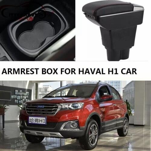 CITYCARAUTO USB FOR HAVAL H1 Car armrest box central Storage box with cup holder LED USB FOR HAVAL H1 2016 2017