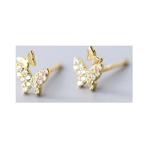 COLUSIWEI Radiant Zircon Cute Flying Butterfly Sterling Silver 925 Stud Earrings for Women Elegant Ear Studs Jewely Accessories
