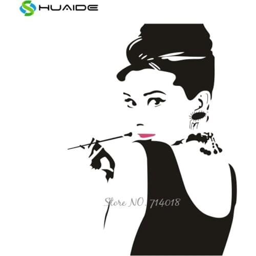 Audrey Hepburn Image Decorative Vinyl Wall Sticker Nordic Style Murals Home Decoration Wall Decal for Living Room Wall Art A877