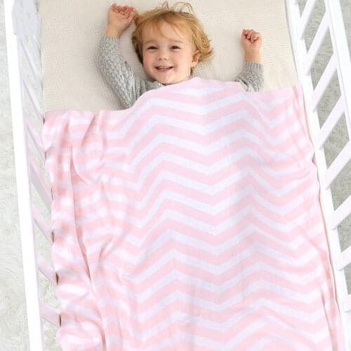 Baby Blanket Knitted Soft Toddler Cotton Plaid Newborn Infant Stroller Wrap Swaddle Girl Boy Sofa Bedding Quilts Cover 100*80CM