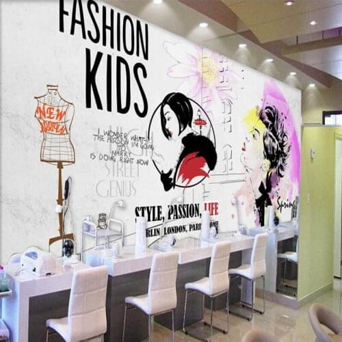 Photo wallpaper Hand painted watercolor beauty clothing store beauty shop back wall custom mural wallpaper stereo wallpaper