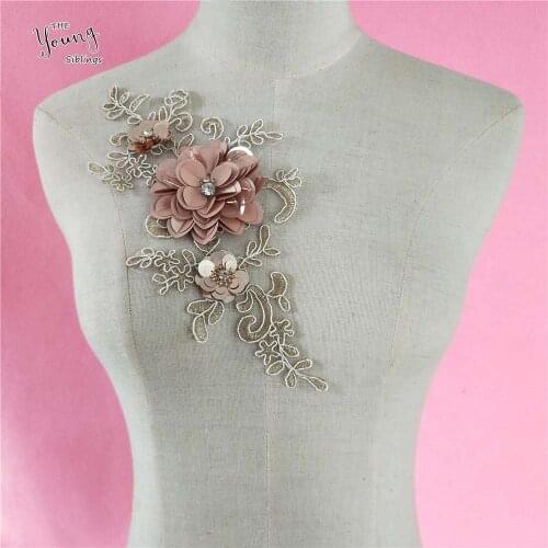 Hot sale Sequin flower Craft Lace Collar embellishment Garment motif Embroidery Neckline DIY Sewing Fabric Accessory