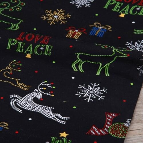 100% Plain Cotton 50x70cm Christmas Gifts Deer Snowflakes Environmental Printing and Dyeing Cotton Fabric Cloth Dress Home Decor