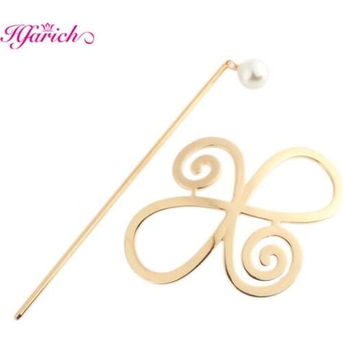 Exquisite Hair Stick Simple Geometric Ponytail Hair Accessories Gold Silver Color Hollow Hairpins for Elegant Women Girls