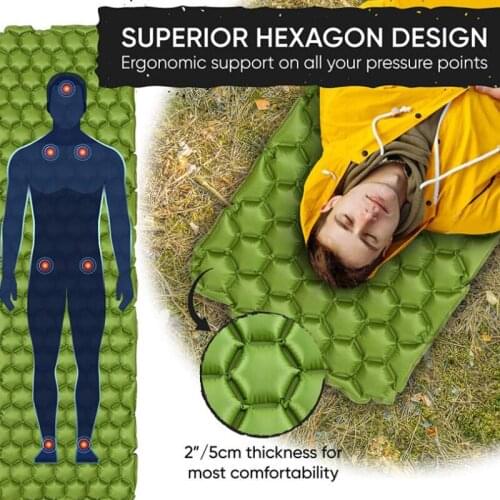 Kalosse Quick inflation Mattress Sleeping Portable Camping Mat Waterproof Outdoor Camping Mattress