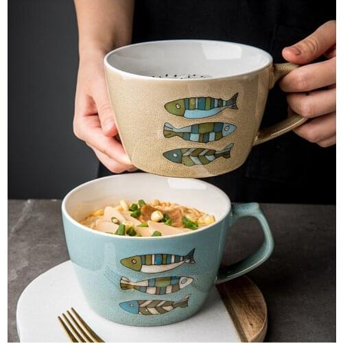 650ML Big Belly Ceramic Cup European Large Breakfast Cup Oatmeal Cup Coffee Cup Large Capacity Large Caliber Mug