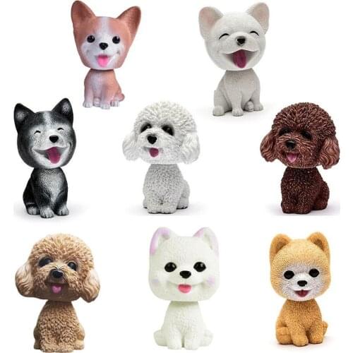 Nodding Dog French Bulldog Shaking Head Toys Cute Cartoon Bobble Head Puppy Dolls Car Ornaments Auto Lovely Car Dashboard Decor