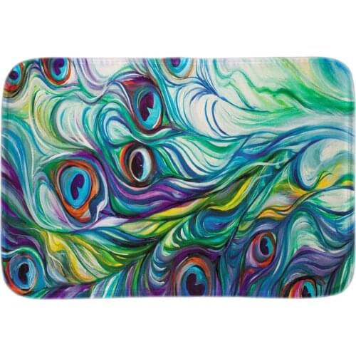 Doormats With Beautiful Feather Printed Indoor Soft Bathroom Doormat Rugs For Home Office Bedroom Short Plush Fabric