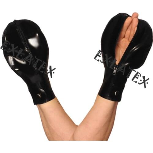 Latex Gloves Latex Ball Gloves Palm Mitts with Zipper Fingerless Gauntlet Latex Rubber Fetish Fashion Costume Accessory