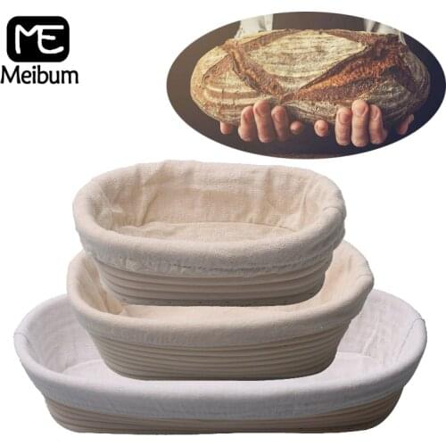 Meibum 9 Sizes Of Oval Bread Brotform Banneton Fermentation Rattan Basket Dough Proofing Baskets With Linen Liner Baking Tools