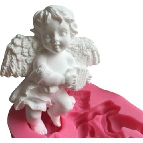 Cute Angel Boy With Electronic Organ Shape 3D Silicone Cake Mold Soap Candle Molds Kitchen Baking Fondant Cake Decorating Tools