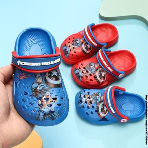 Fashion Boy Girl Beach Captain America Slippers Children Sandals Summer Cartoon Kids Shoes EVA Resistance Breathable Antislip