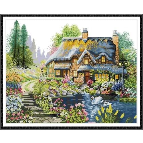 Villa in the forest 2 cross stitch kit aida 14ct 11ct count print canvas cross stitches needlework embroidery DIY handmade