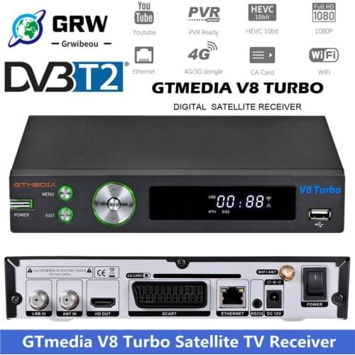 2020 NEW GTmedia V8 Turbo Satellite TV Receiver, DVB-S2 S2X T2 Cable Turner 1080P Full HD H.265 2.4G WIFI Pk V8 PRO 2 Decoder