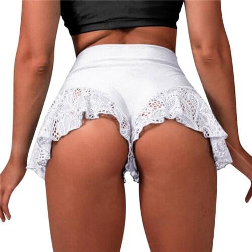 New Womens Sexy High Waist Shorts Mini Tight Bottom Lace Solid Color Ruffle Dance Shorts Shorts Summer Mature Clothes