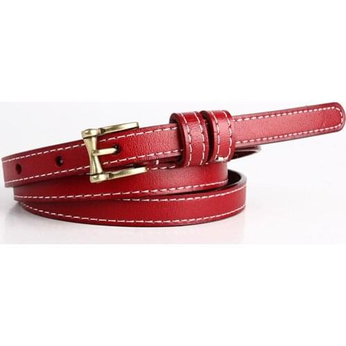 New Design Cow Genuine Leather Belts Simple Alloy Buckle Metal Retro Styles Thin Blue Belt for Women Accessories FCO060