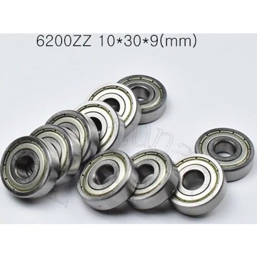 6200ZZ 10*30*9mm 1Piece bearing metal sealing bearings 6200 6200Z 6200ZZ chrome steel deep groove bearing