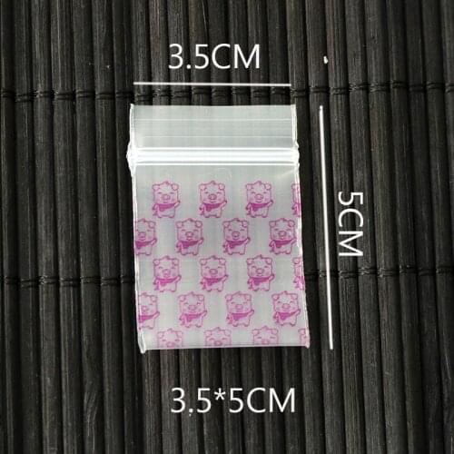 100pcs/lot Hot Pink Pig Printing Plastic Bag 3.5x5cm Zip Lock Self Sealing Reclosable Clear Poly Bags For Components Jewelry