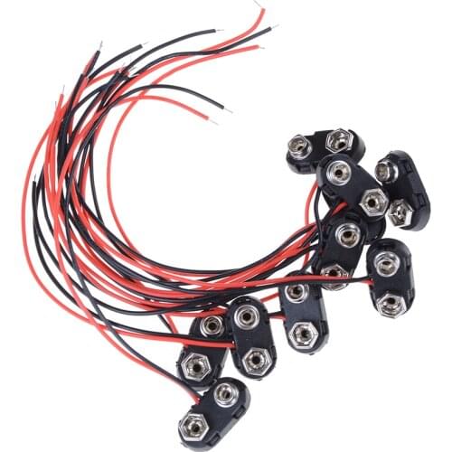10pcs wire lead T Type Snap Connector clip Lead Wires holder 9V Battery 15cm long
