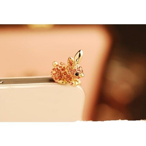 Cute Animal W/ Diamond Dustproof Plug Caps Cell Phone Accessories 3.5mm Earphone Dust Plug Dachshund For Iphone For Samsung