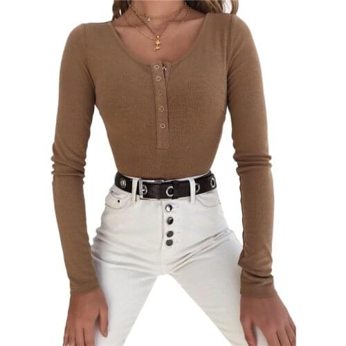 Knitted Stretch Top Women Fashion Skinny One Piece Body Suit Bodycon Bodysuit Feminino Solid Sexy Club Long Sleeve Romper TS1044