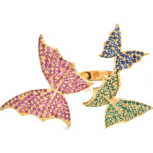 European and American fashion color butterfly ring suitable for women / Girls wedding party jewelry gifts JZ-055