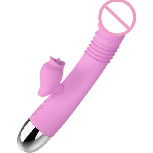 DRAIMIOR Tongue Lick Rabbit Vibrator For Female Telescopic Heating Dildo Clitoris Stimulator Adult Sex Toys Women Masturbation