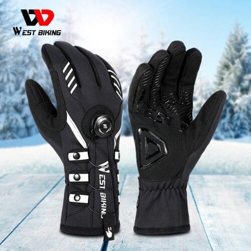 WEST BIKING Skiing Gloves Anti-slip Self-locking Adjustable Full Finger Cycling Mens Mittens deportes ciclismo Sports Gloves
