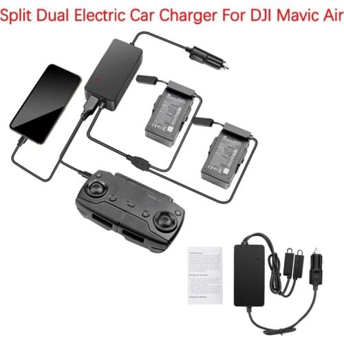 For DJI Mavic Air Drone Battery And Remote Control Multi-function Split Dual Electric Current Car Charger Outdoor Quick Charging