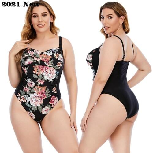2021 Women Swimsuit One Piece Plussize Swimwear Plus Large Big Size Sexy Swimming Bathing Suits Beachwear Wear For Female New